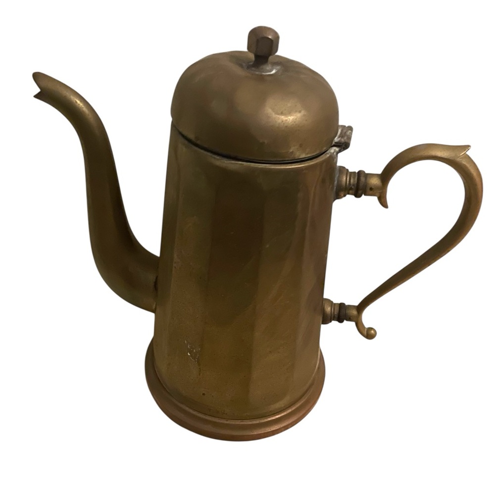 Vintage Mid Century Brass/Copper Coffee Tea Pot Patina Verdigris Grandmillennial